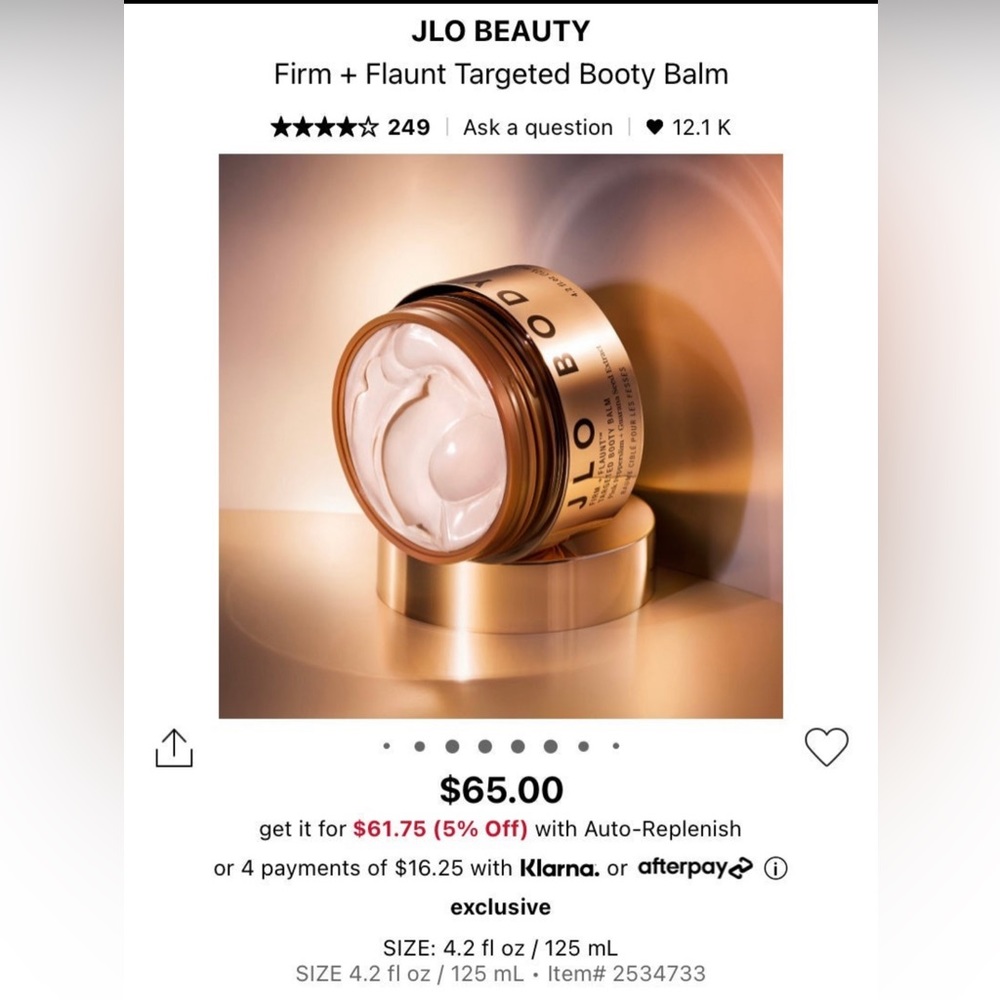 JLo beauty booty balm body cream